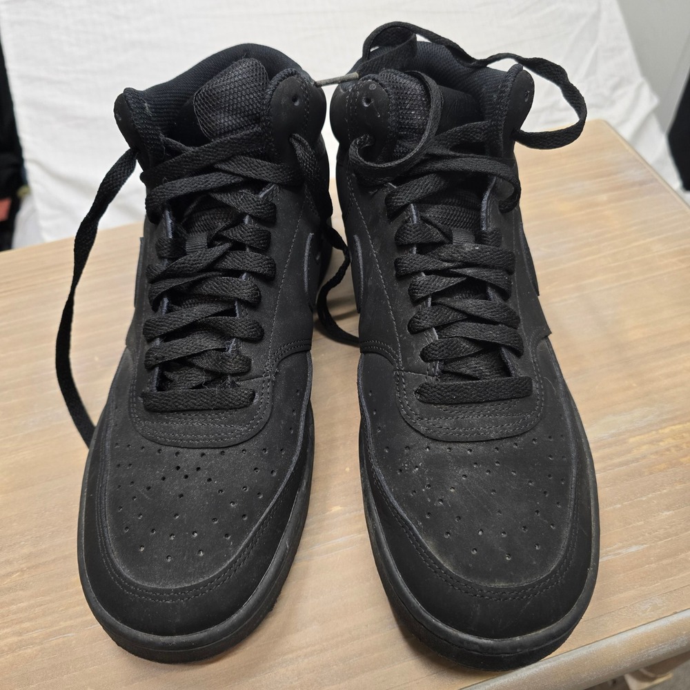 Nike Court Vision Mid Triple Black Mens Sneakers CU6620-001 Size 8.5
